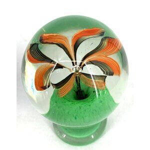 Fratelli Toso Murano Paperweight Glass Latticino Zanfirico Pedestal Knob 5"